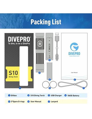 Divepro S10 1000 Lumens Negra Divepro S10 1000 Lumens Negra